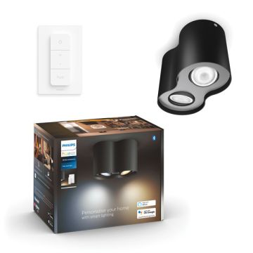 Philips Hue Opbouwspot | Pillar | White Ambiance | Incl. Dimmer Switch | Zwart | 2x 4.2W