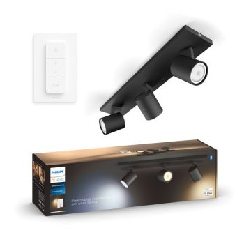 Philips Hue Runner Opbouwspot | Zwart | 3 spots | White Ambiance | incl. dimmer switch