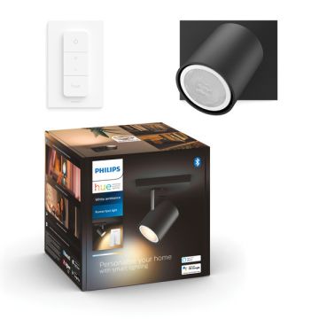 Philips Hue Runner Opbouwspot | Zwart | 1 spot | White Ambiance | incl. dimmer switch