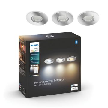 Philips Hue Adore Badkamer inbouwspot | Rond | Chroom | White Ambiance | 3 stuks