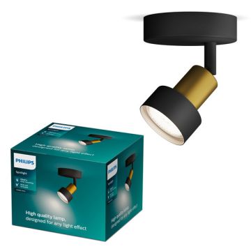 Philips Conduit plafondspot | 1x GU10 | Zwart/Goud