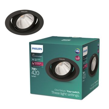 Philips Pomeron Inbouwspot | SceneSwitch | 2700K | IP20 | Zwart | 7W | 1 stuk