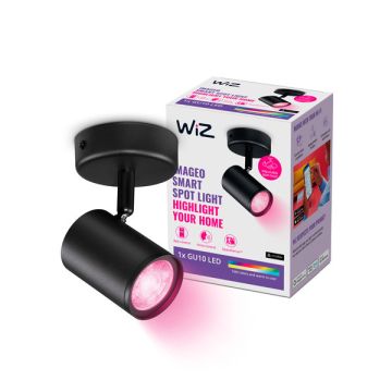 WiZ Slimme opbouwspot | Rond | Zwart | RGB + 2200-6500K | 4.9W