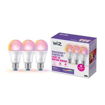 WiZ Smart lamp E27 | Peer A60 | Mat | RGB + 2200-6500K | 8.5W (60W) 3 stuks