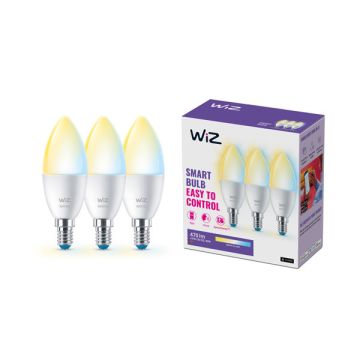 WiZ Smart lamp E14 | Kaars C37 | Mat | 2700-2600K | 4.9W (40W) 3 stuks