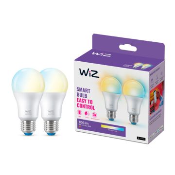 WiZ Smart lamp E27 | Peer A60 | Mat | 2700-6500K | 8W (60W) 2 stuks