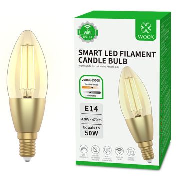 WOOX R5141 Slimme led lamp | E14 | Kaars | Filament | 2700-6500K | 4.9W (50W)