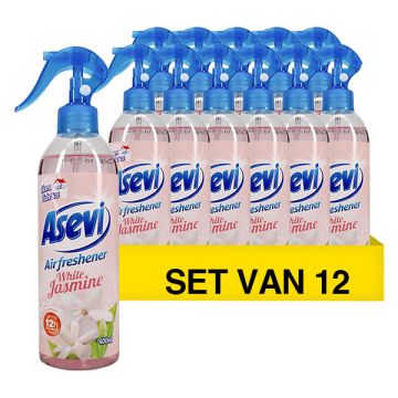 Aanbieding: Asevi luchtverfrisser spray White Jasmine (12 flessen - 400 ml)