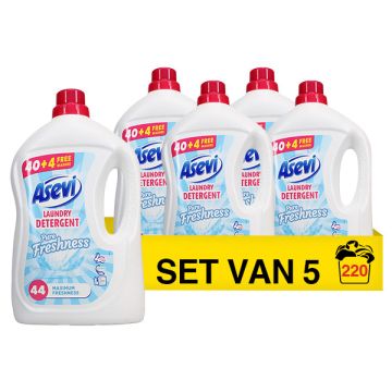 Aanbieding: Asevi Vloeibaar Wasmiddel Pure Freshness 2376 ml (5 flessen - 220 wasbeurten)