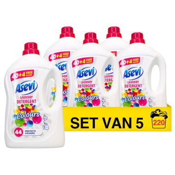 Aanbieding: Asevi Vloeibaar Wasmiddel Colours 2376 ml (5 flessen - 220 wasbeurten)