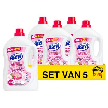 Aanbieding: Asevi Vloeibaar Wasmiddel Rosehip 2376 ml (5 flessen - 220 wasbeurten)