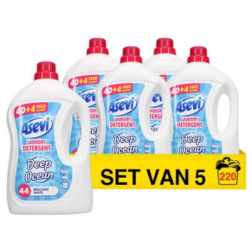 Aanbieding: Asevi Vloeibaar Wasmiddel Deep Ocean 2376 ml (5 flessen - 220 wasbeurten)