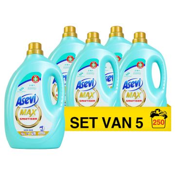 Aanbieding: Asevi Vloeibaar Wasmiddel Max Sanitiser 2500 ml (5 flessen - 250 wasbeurten)