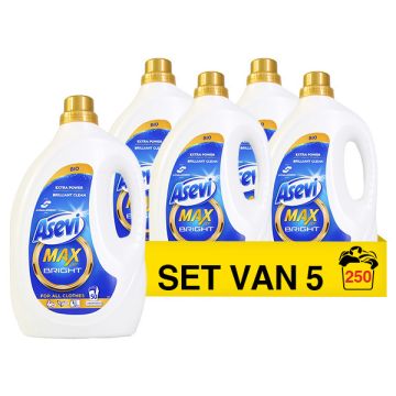 Aanbieding: Asevi Vloeibaar Wasmiddel Max Bright 2500 ml (5 flessen - 250 wasbeurten)