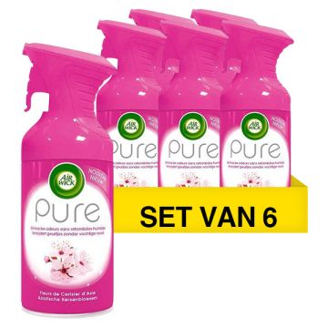 Aanbieding: 6x Air Wick Aerosol Pure Aziatische kersenbloesem luchtverfrisser (250 ml)