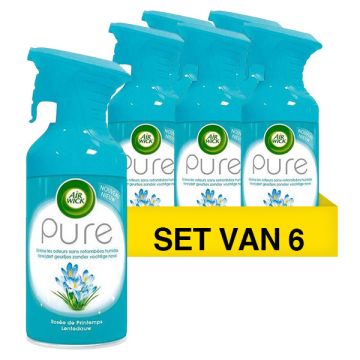 Aanbieding: 6x Air Wick Aerosol Pure Lentedauw luchtverfrisser (250 ml)