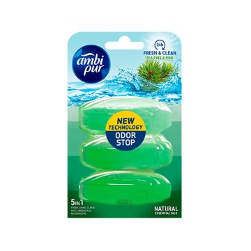 Ambi Pur vloeibaar toiletblok Tea Tree & Pine navulling (3x 55 ml)