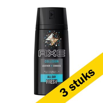 Aanbieding: Axe Collision Leather + Cookies Deodorant Body Spray (3 flessen - 150 ml)