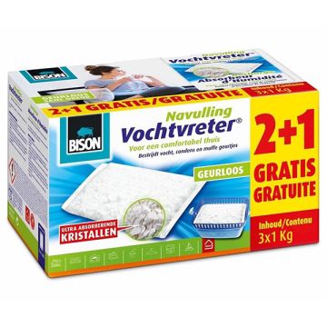 Bison Vochtvreter® Navulzak Geurloos Doos (3 x 1 kg)