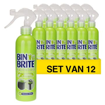 Aanbieding: 12x Bin Brite vuilnisbak verfrisser spray | Citronella & citroengras (400 ml)