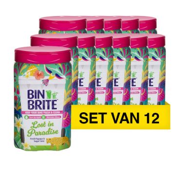 Aanbieding: 12x Bin Brite vuilnisbak verfrisser | Lost in paradise (500 gram)