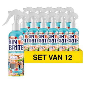 Aanbieding: 12x Bin Brite vuilnisbak verfrisser spray | Mediterranean sun (400 ml)