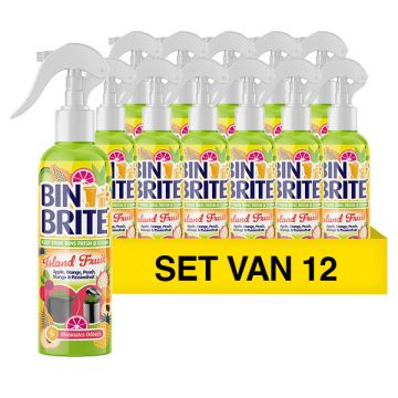 Aanbieding: 12x Bin Brite vuilnisbak verfrisser spray | Island fruit (400 ml)