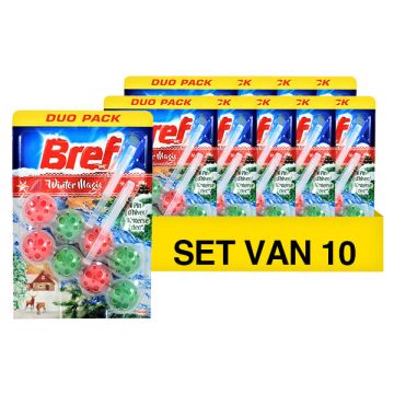 Aanbieding: 10x Bref toiletblok power active Winter Magic Dennen (2 stuks)