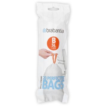 Vuilniszakken met trekband 5 liter | Brabantia Code B | 20 stuks