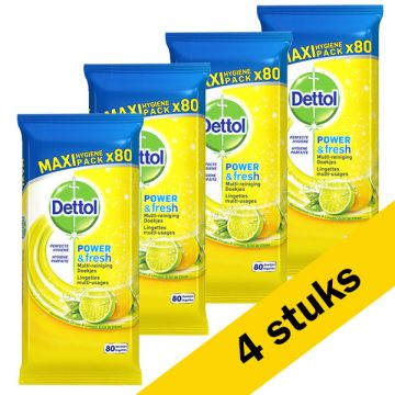 Aanbieding: Dettol Hygiënische Doekjes Citroen (4 x 80 stuks)