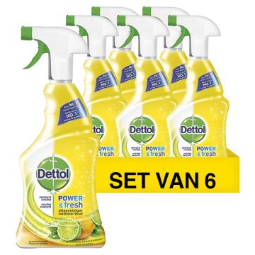 Aanbieding: 6x Dettol allesreiniger Power & Fresh citroen spray (500 ml)