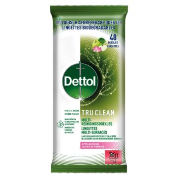 Dettol Reinigingsdoekjes Bio Afbreekbaar Tru Clean Appelbloesem (48 doekjes)