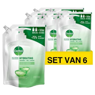 Aanbieding: 6x Dettol Handzeep Navulling Aloë Vera (500 ml)