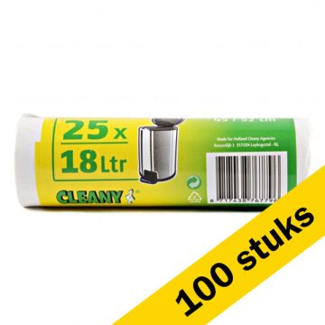 Aanbieding 100x Vuilniszakken 18 liter | 25 stuks | Wit | 123schoon