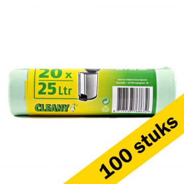 Aanbieding: 100x Vuilniszakken 25 liter | 20 stuks | Groen | 123schoon