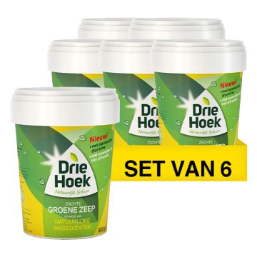 Aanbieding: 6x Driehoek zachte Groene Zeep in emmer (900 gram)