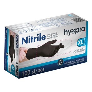 Nitril handschoenen maat XL poedervrij (zwart, 100 stuks)