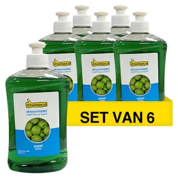 Aanbieding: 6x Afwasmiddel green sensation 500 ml (123schoon huismerk)