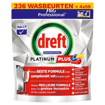 Aanbieding Dreft Professional Platinum Plus Lemon (4 zakken - 236 vaatwasbeurten)