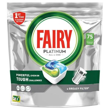 Fairy All-in-One Platinum Regular vaatwastabletten (75 vaatwasbeurten)