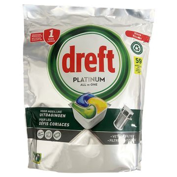 Dreft All-in-One Platinum Vaatwastabletten Lemon (59 vaatwasbeurten)