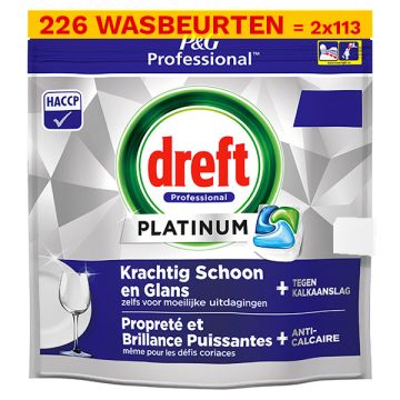 Dreft Professional All-In-One Platinum Vaatwastabletten Regular (226 vaatwasbeurten)