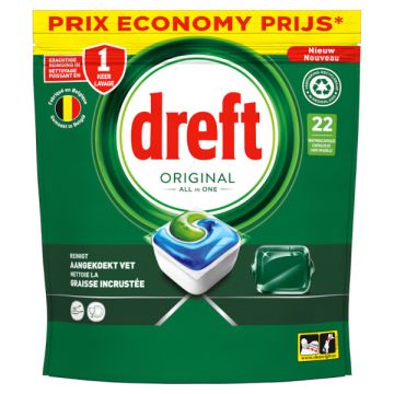 Dreft All-in-One Vaatwastabletten Original (22 vaatwasbeurten)