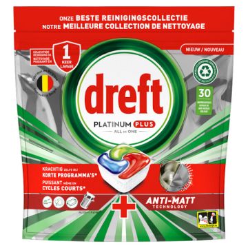 Dreft All-in-One Platinum Plus Vaatwastabletten Original (30 vaatwasbeurten)