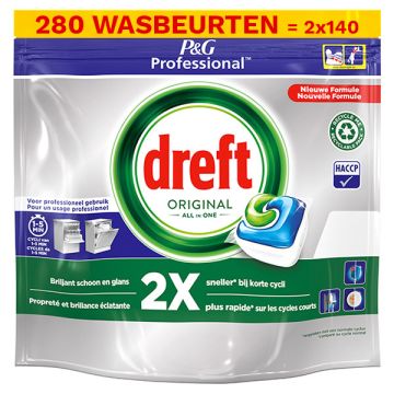 Aanbieding: Dreft Professional Original All-In-One Vaatwastabletten Regular (2 zakken - 280 vaatwasb