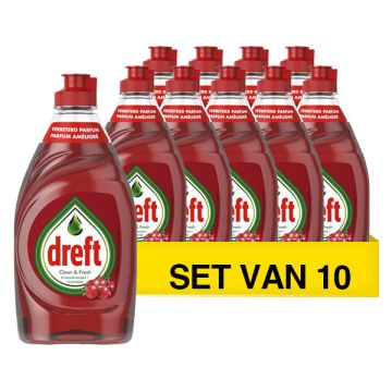 Aanbieding: Dreft Fresh & Clean Afwasmiddel Granaatappel (10 flessen - 340 ml)