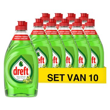 Aanbieding: Dreft Fresh & Clean Afwasmiddel Appel (10 flessen - 340 ml)