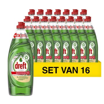 Aanbieding : Dreft Platinum Quickwash Afwasmiddel Original (16 flessen - 625 ml)