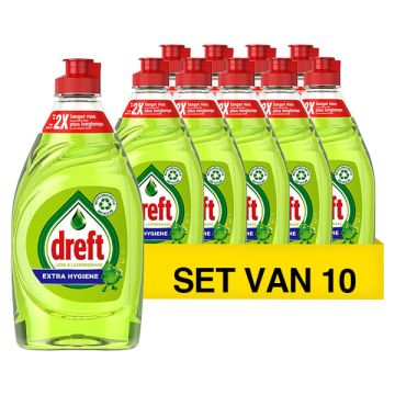 Aanbieding: Dreft Afwasmiddel Extra Hygiene Lime & Lemongrass (10 flessen - 325 ml)