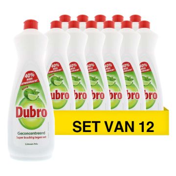 Aanbieding: Dubro Afwasmiddel Limoen Fris (12 flessen - 900 ml)